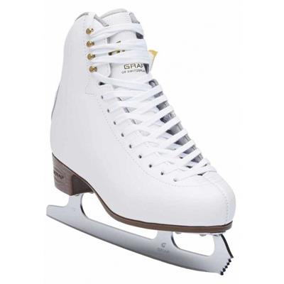 N°62 paire de patins à glace n°7 en feutrine violet lame lacet flocon jaune  ficelle jaune et blanche - Un grand marché